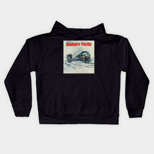 Southern Pacific Retro Locomotives Kids Hoodie by Bonita Vista Photography